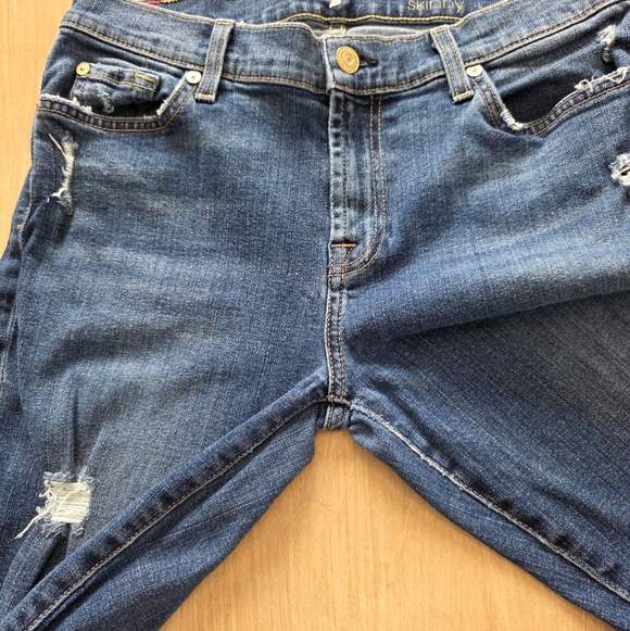 7 For All Mankind “The Skinny” Distressed Skinny Jeans – Size 30 - Picture 12 of 12